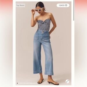 Anthropologie Maeve Colette Crop High-Rise Wide Leg Jeans in Korat Wash